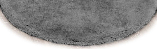 Strado Carpets Rutschfest Teppich Rund Zottelig Synthetisch,Polyester/Cotton/Leather Silver (light Grey)