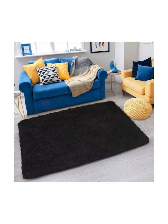 Strado Carpets Covor Rectangular Shaggy Negru