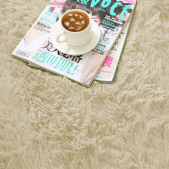 Strado Carpets Αντιολισθητικό Χαλί Στρογγυλό Shaggy Beige Φ150cm