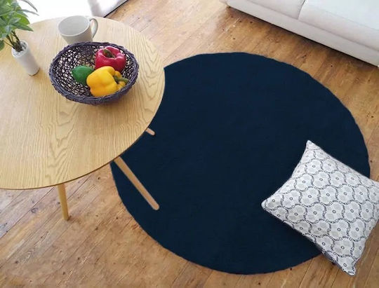 Strado Carpets Teppich Rund Synthetisch,Polyester/Cotton/Leather Dark Blue