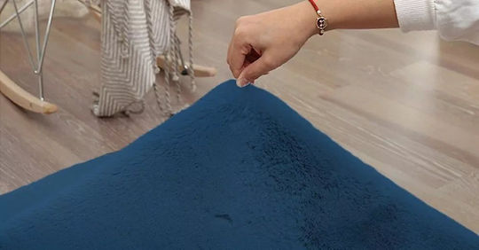 Strado Carpets Teppich Rund Synthetisch,Polyester/Cotton/Leather Dark Blue