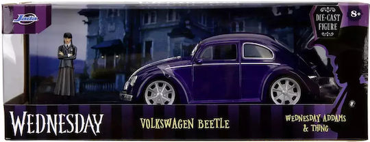 Set Wednesday Metalic Mașină Push Volkswagen Beetle 1:24 Figurină Metalică Wednesday 7cm