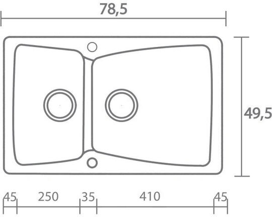Sanitec Classic Drop-In Sink Right Synthetic Granite W79xD50cm Granite Cappuccino