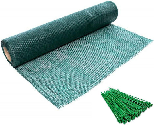 Plasă De Umbră 80 G/m² Rată De Umbrire 85% Verde 10×2 M 50 Legături De Montare 150×2,5 Mm
