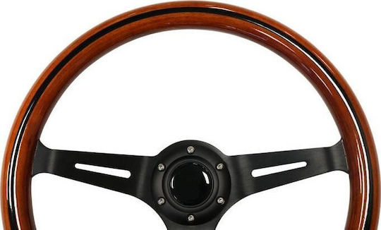 MTuning Τιμόνι Αυτοκινήτου Ξύλινο με Διάμετρο 38cm Μαύρο