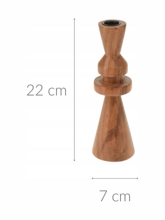 Home&Styling Collection Κηροπήγιο Ξύλινο σε Καφέ Χρώμα 22εκ.