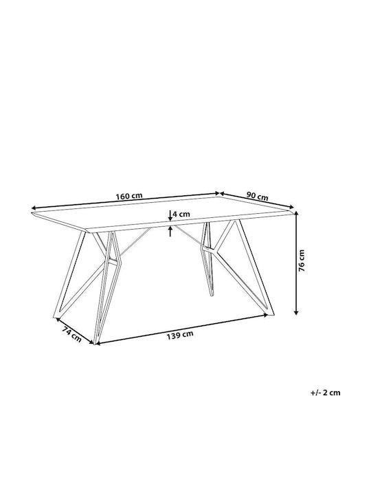 Tisch Speisesaal Ausziehbar aus Zement Rosa 160x90x76cm