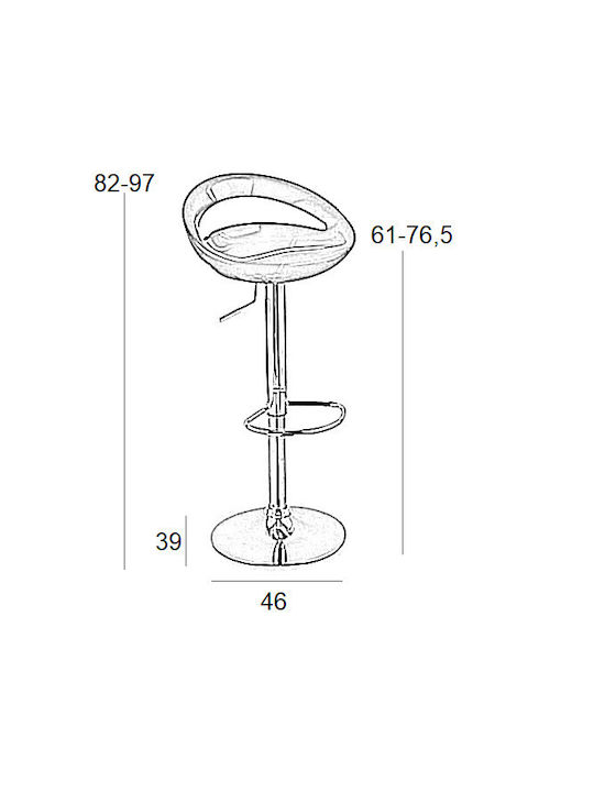Stool Bar Redbor with Adjustable Height Red 46x39x82-97cm