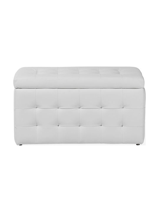 Leather Bench Stool with Storage Space White 72x42x40 cm