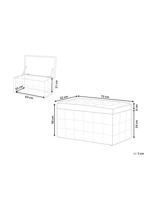 Leather Bench Stool with Storage Space White 72x42x40 cm