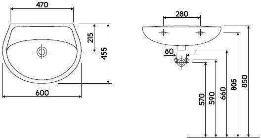 Koło Επικαθήμενος Νιπτήρας Πορσελάνης 60x45.5cm Λευκός