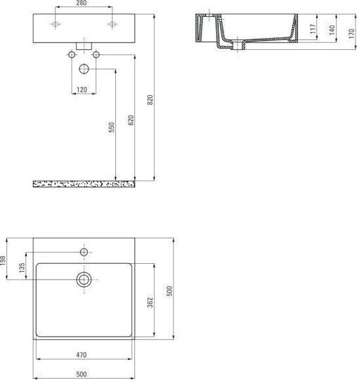 Deante Επικαθήμενος Νιπτήρας Κεραμικός 50x50cm Μαύρος