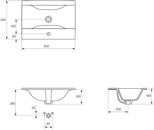 Cersanit Επικαθήμενος Νιπτήρας Κεραμικός 60x45cm Κόκκινος