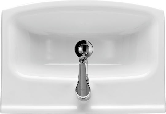 Cersanit An der Wand montiert Wandhängendes / Aufgesetztes Waschbecken Porzellan mit Wasserhahn 51x38.5cm White