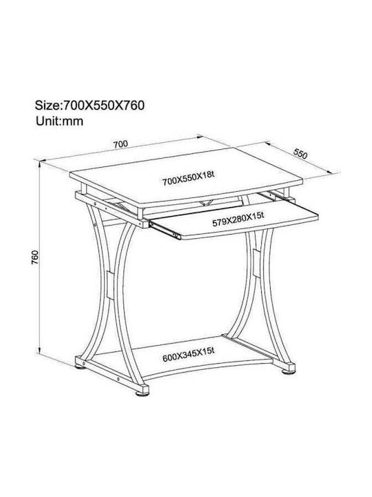 Computer Büro Ica-tb Holz Schwarz Graphit 73,5x58,5cm