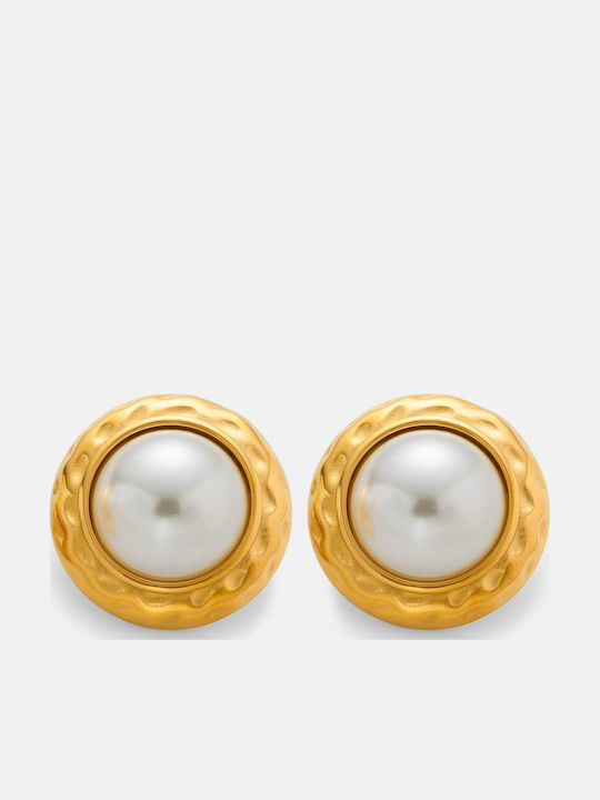 Enotia Earrings made of Steel Gold Plated with Stones & Pearls