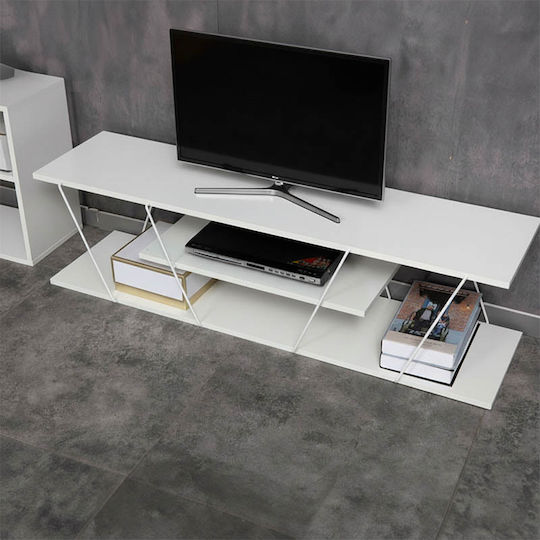 TV-Möbel Hölzernes Tars Grey / White L120xB30xH33cm