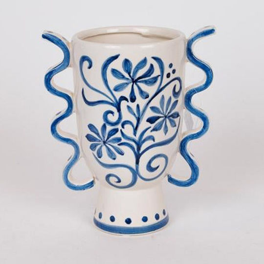 Decorative Vase Flowers Blue 20.8x13x23.8cm