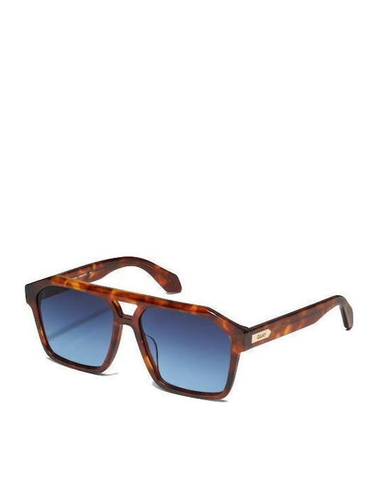 Quay Australia Men's Sunglasses with Brown Tartaruga Plastic Frame and Blue Gradient Lens 474128