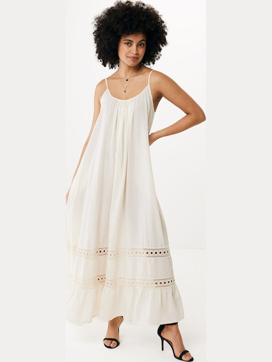 Καλοκαιρινό Maxi Φόρεμα με Βολάν Off White