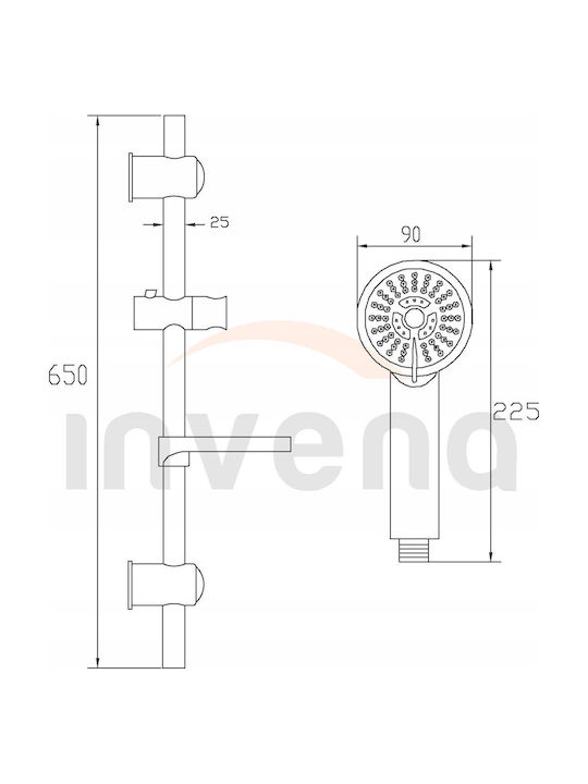 Invena Shower Column without Mixer Silver Invena Shower Column without Mixer Silver