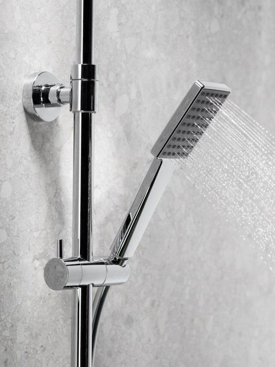 KFA Adjustable Shower Column with Bathtub Mixer 125cm Silver