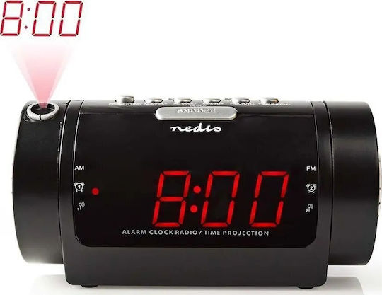 Nedis Масов Дигитален Часовник LED с Будилник и Радио Черен CLAR005BK