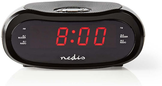 Nedis Ceas Digital de Masă cu Alarmă & Radio Negru CLAR001BK