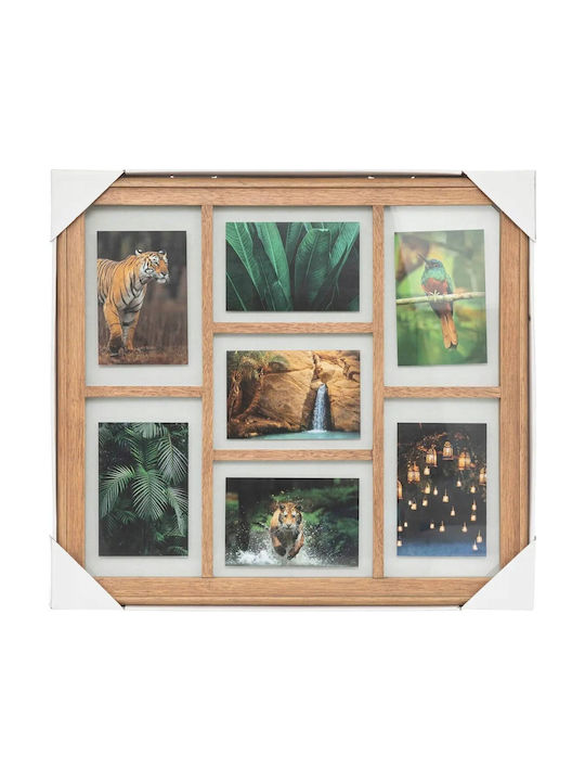 Eliott Multi Wall-mounted Picture Frame 7 Pieces Wooden with Brown Frame