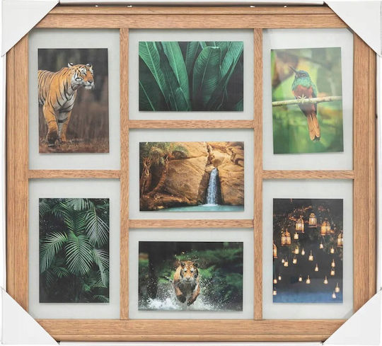 Eliott Multi Wall-mounted Picture Frame 7 Pieces Wooden with Brown Frame