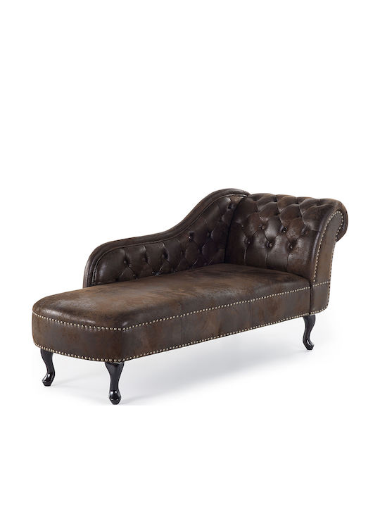Beliani Sezlong In Eco-friendly Leather Right Nimes Brown Beliani Sezlong In Eco-friendly Leather Right Nimes Brown