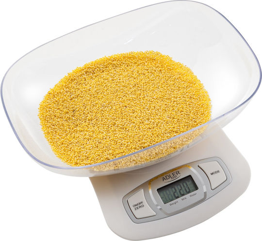Adler Ψηφιακή Ζυγαριά Κουζίνας με Κάδο έως 5kg Λευκή