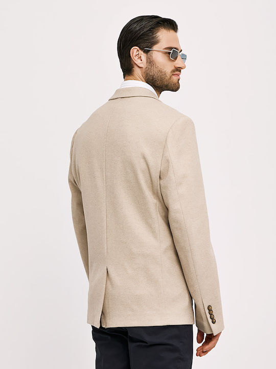Men's Winter Suit Jacket Slim Fit Beige