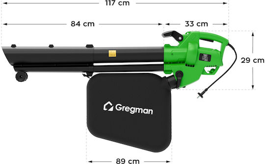 Gregman Blower / Vacuum Handheld Electric 3300W with Maximum Air Speed 250km/h