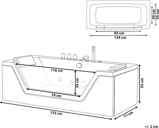 Beliani Acrylic Bathtub with Hydromassage Beliani Acrylic Bathtub with Hydromassage