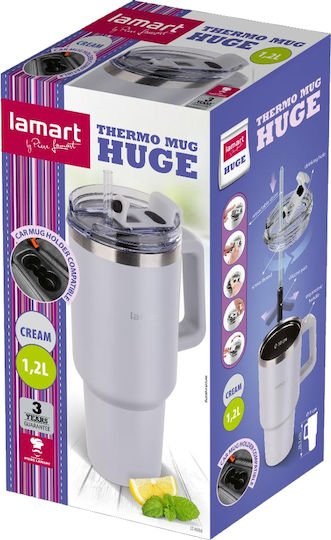Lamart Ποτήρι Θερμός Ανοξείδωτο / Πλαστικό 1.2lt Λευκό