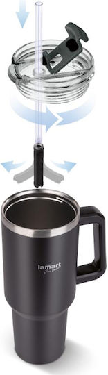 Lamart Glass Thermos Stainless Steel / Plastic 1.2lt Black