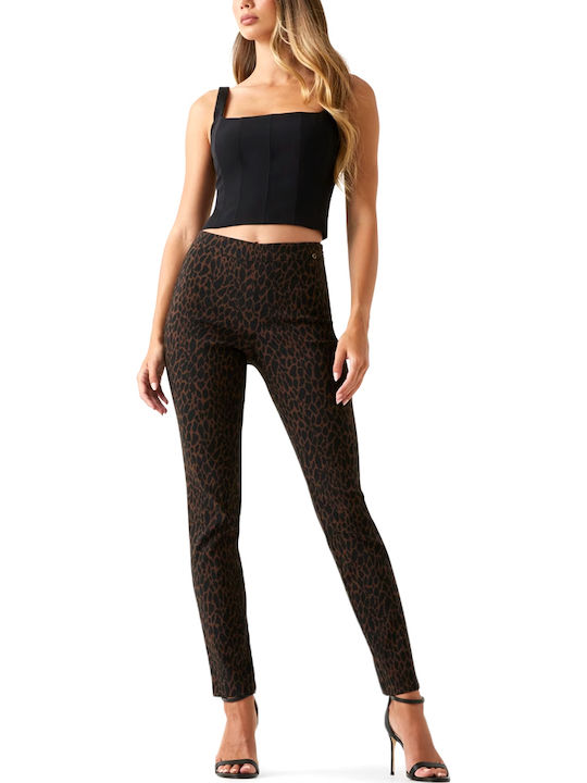 Damen Stoff Hose Leopard Leopard