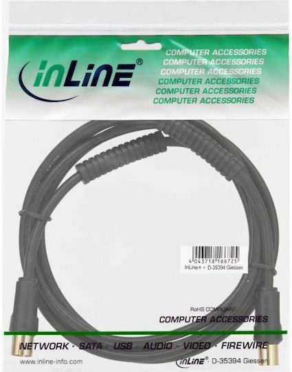 InLine Καλώδιο Κεραίας Coax male - Coax female Μαύρο 5m (69405P)
