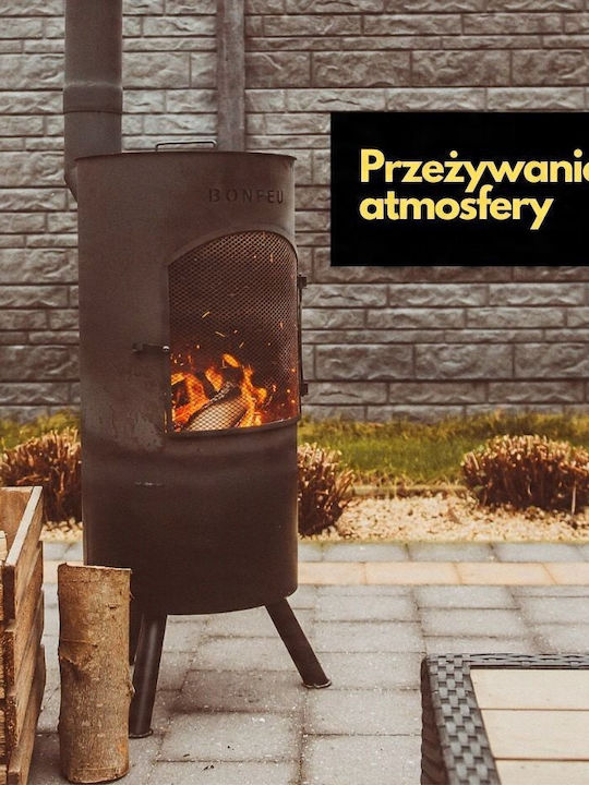 Garden Fireplace Bonfeu Bonton 40 Τζάκι Εξωτερικού Χώρου Μεταλλικό Γκρι 40x40x145cm