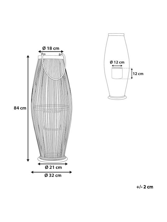 Beliani Wooden Lantern Beige 32x84cm