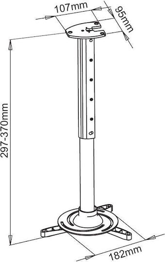 Techly Βάση Projector Οροφής ICA-PM-102 με Μέγιστο Φορτίο 15kg Ασημί