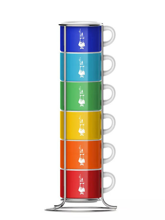 Bialetti Σετ Φλιτζάνια Espresso από Πορσελάνη Πολύχρωμα 50ml 6τμχ