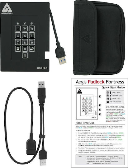 Apricorn Aegis Padlock Fortress USB 3.1 Εξωτερικός SSD 512GB 2.5" Μαύρο