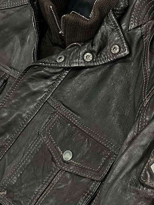 Δερμάτινο Μπουφάν Αντιανεμικό Dark Brown