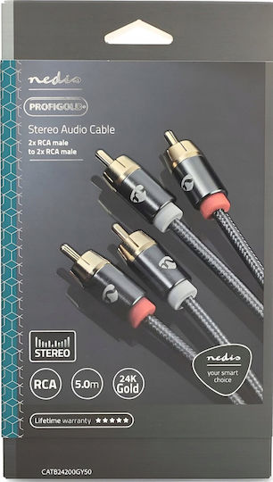 Nedis Profigold Кабел 2x RCA мъжки - 2x RCA мъжки 5м