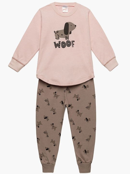 Minerva Kinder Schlafanzug Winterlich Rosa Woof