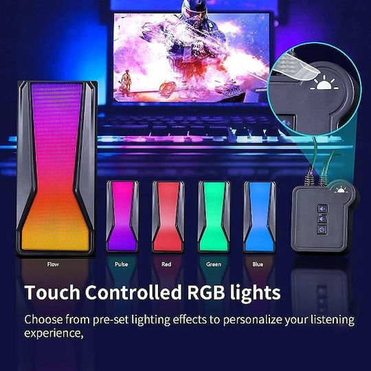 Marvo SG-274 Ηχεία Υπολογιστή 2.0 με RGB Φωτισμό και Bluetooth Ισχύος 6W Μαύρα