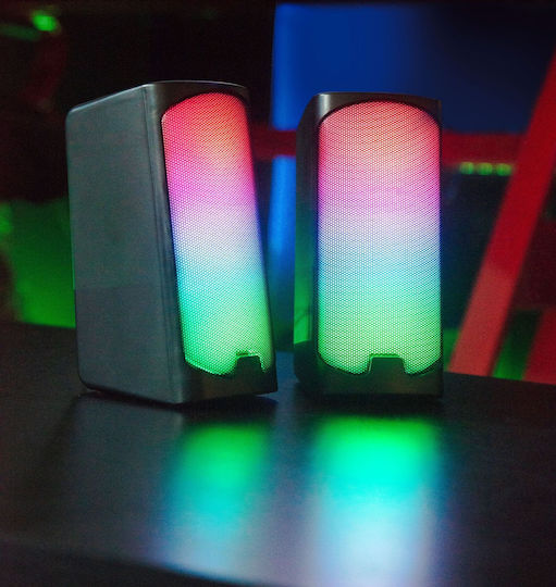 SpeedLink Tonos Компютърни тонколони 2.0 с RGB осветление и мощност 12W в Черен цвят