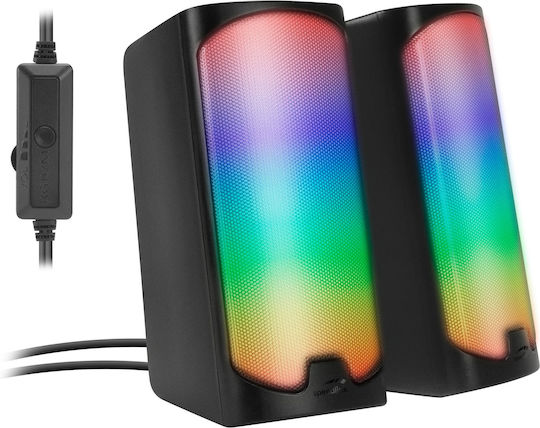 SpeedLink Tonos Компютърни тонколони 2.0 с RGB осветление и мощност 12W в Черен цвят